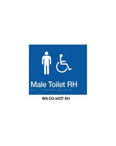 Braille Sign Male Disabled Toilet RHS (Blue)
