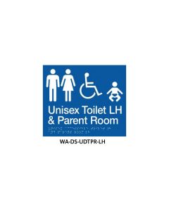 Braille Sign Unisex Disabled Toilet and Parent Room LHS (Blue)