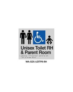 Braille Sign Unisex Disabled Toilet and Parent Room RHS (Silver)