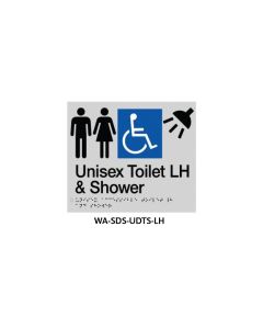 Braille Sign Unisex Disabled Toilet and Shower LHS (Silver)