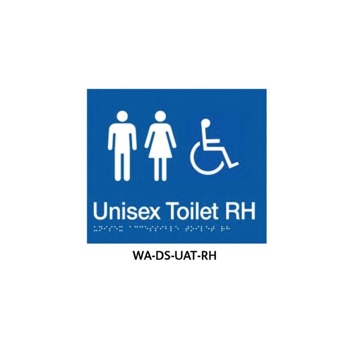 Braille Sign Unisex Accessible Toilet RHS (Blue)