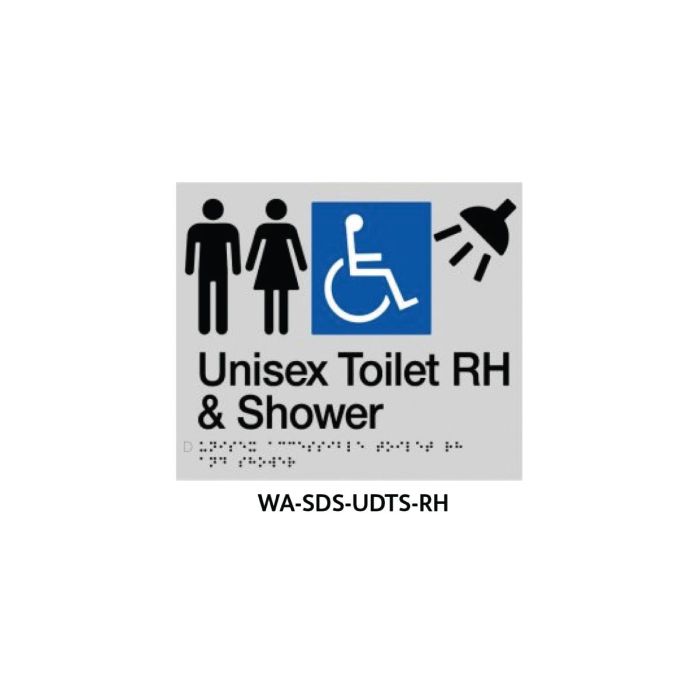 Braille Sign Unisex Disabled Toilet and Shower RHS (Silver)