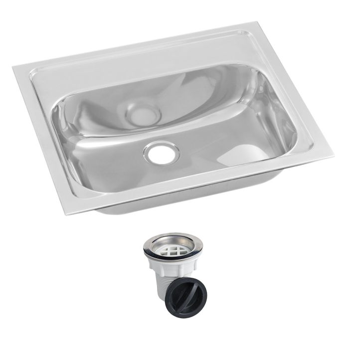 Inset Stainless Steel Hand Basin - No Tap Hole, Includes Plug and Waste.